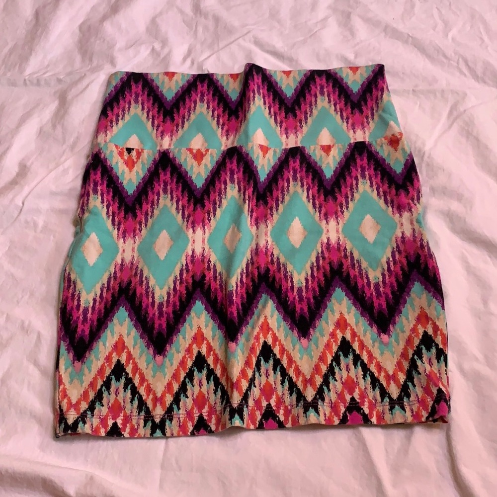 Stretchy multi color mini skirt